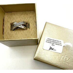 Sarda Sterling Silver Ring Crossover Caviar Pebbled Bali Scrollwork 925 Size 9
